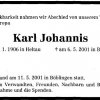 Johannis Karl 1906-2001 Todesanzeige